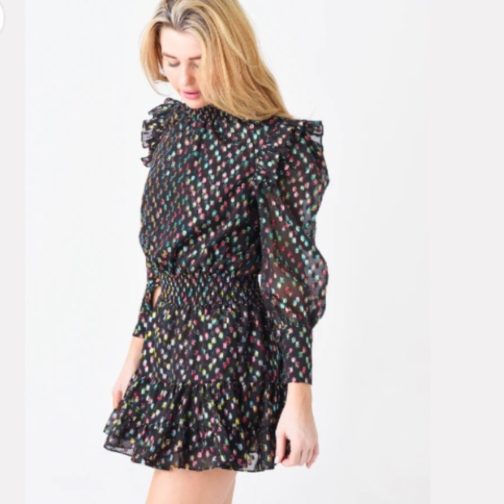 Anthropology MISA Los Angeles Jessa Dress.Red and Black Long Sleeve Dress.Size S - Picture 2 of 16